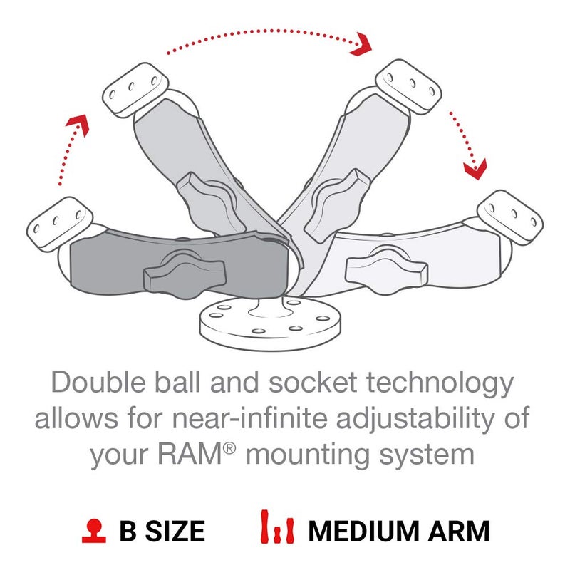 RAM Mounts RAM-B-138U Double Ball Drill-Down Mount with Diamond Plate with Medium Arm - Image 5